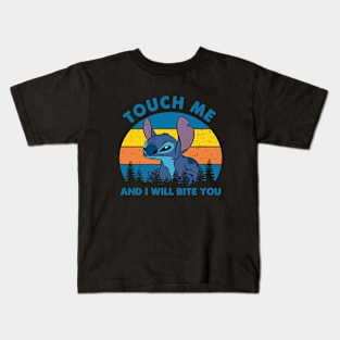 Touch Me and I Will Bite You Stitch Retro Kids T-Shirt